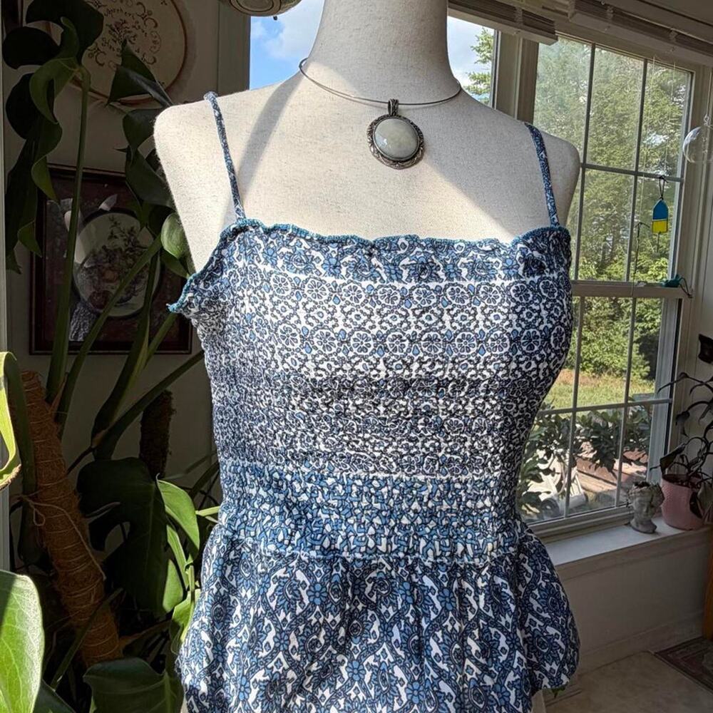 Boho Floral Ruched Ruffle Top Small - Picture 2 of 6